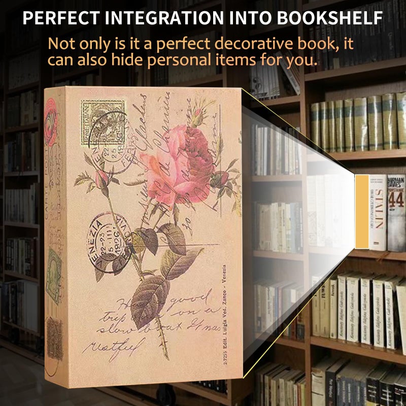 FOWSEEK Decorative Book Safe Box with Combination Lock  Vintage Faux Book Hidden Safe for Decoration  Secret Diversion Book Safe Storage Box for Home Office Caf? Bookshelf (9.5""?6""?2.2"") - Image 4